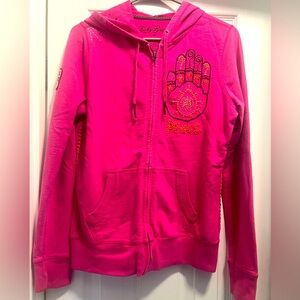 Vintage Lucky Zip-Up Sweatshirt with hand-stitching